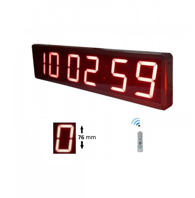 Digitale Wanduhr mit Sekunden und Grad (Thermometer) (Gehäuseabmessungen: 17x50 cm - rot)