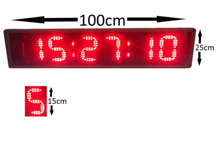 Digitale Wanduhr mit Sekunden und Grad (Thermometer) (Gehäuseabmessung: 25x100 cm)