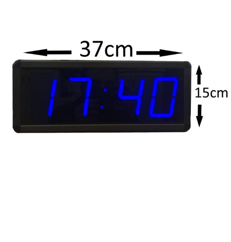 Digitale Wanduhr (Gehäuseabmessungen: 15x37 cm - blau)