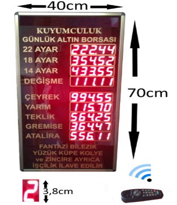 Juwelier Goldpreis -Board (Gehäusedimension: 70 x 40 cm)