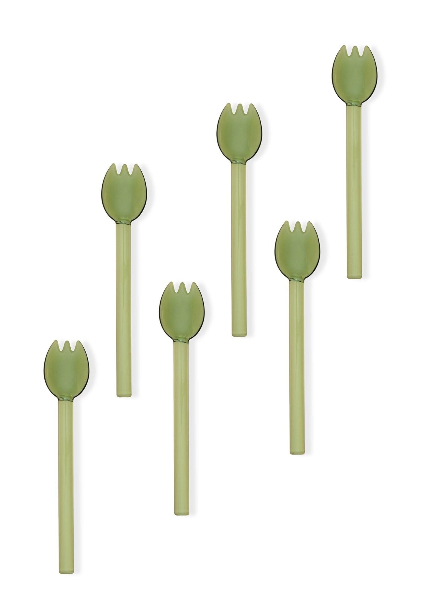 Abiete – Ice Cream and Dessert Spoon Green – Borosilicate & Durable – 6 Pcs (3x3x16 cm) - Exporgin - Global Shopping Site