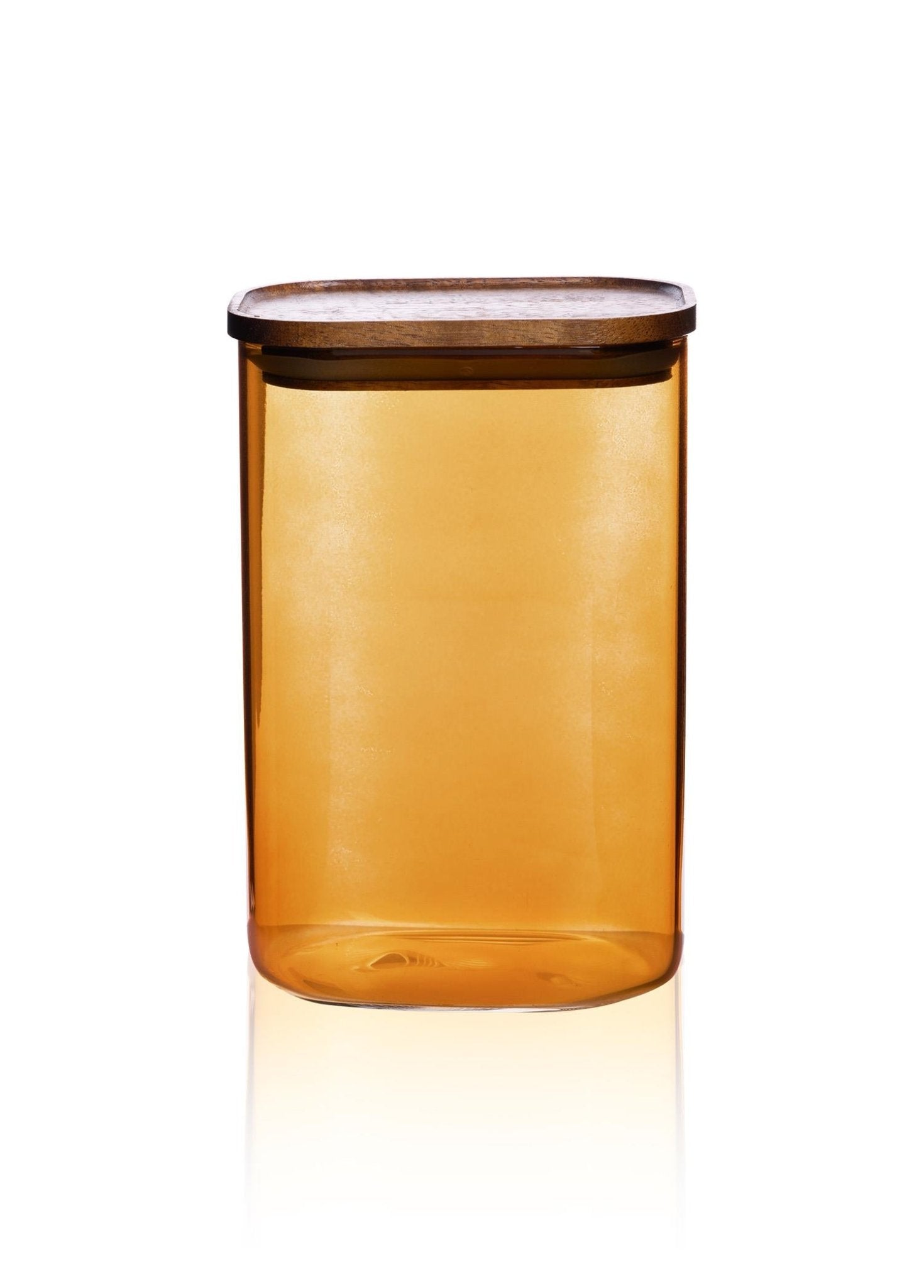 Acacia Rectangular Glass Jar Amber 1200 ml - Exporgin | Türkiye Comes to You