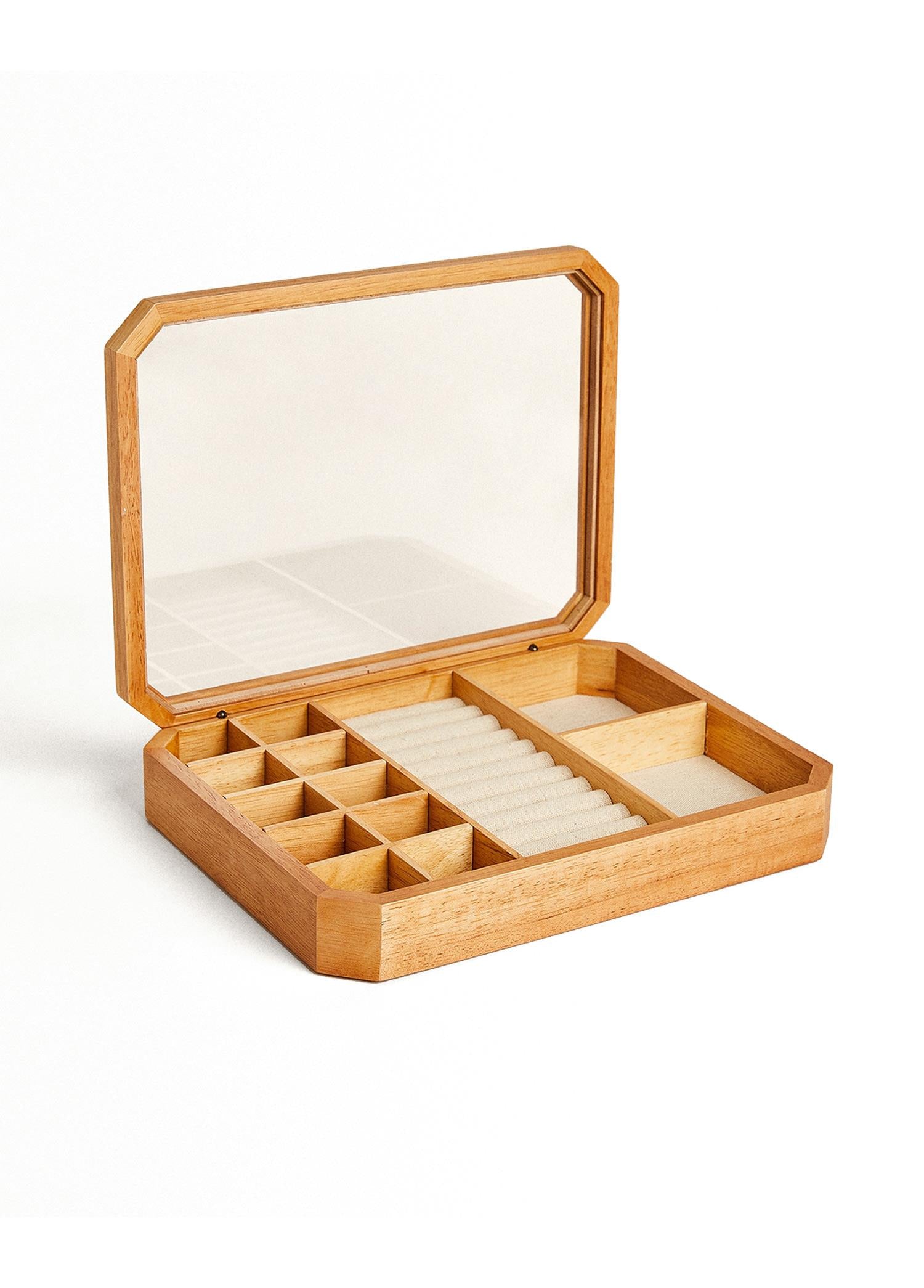 Wooden Jewelry Box 13 Compartments 30x23x8 cm