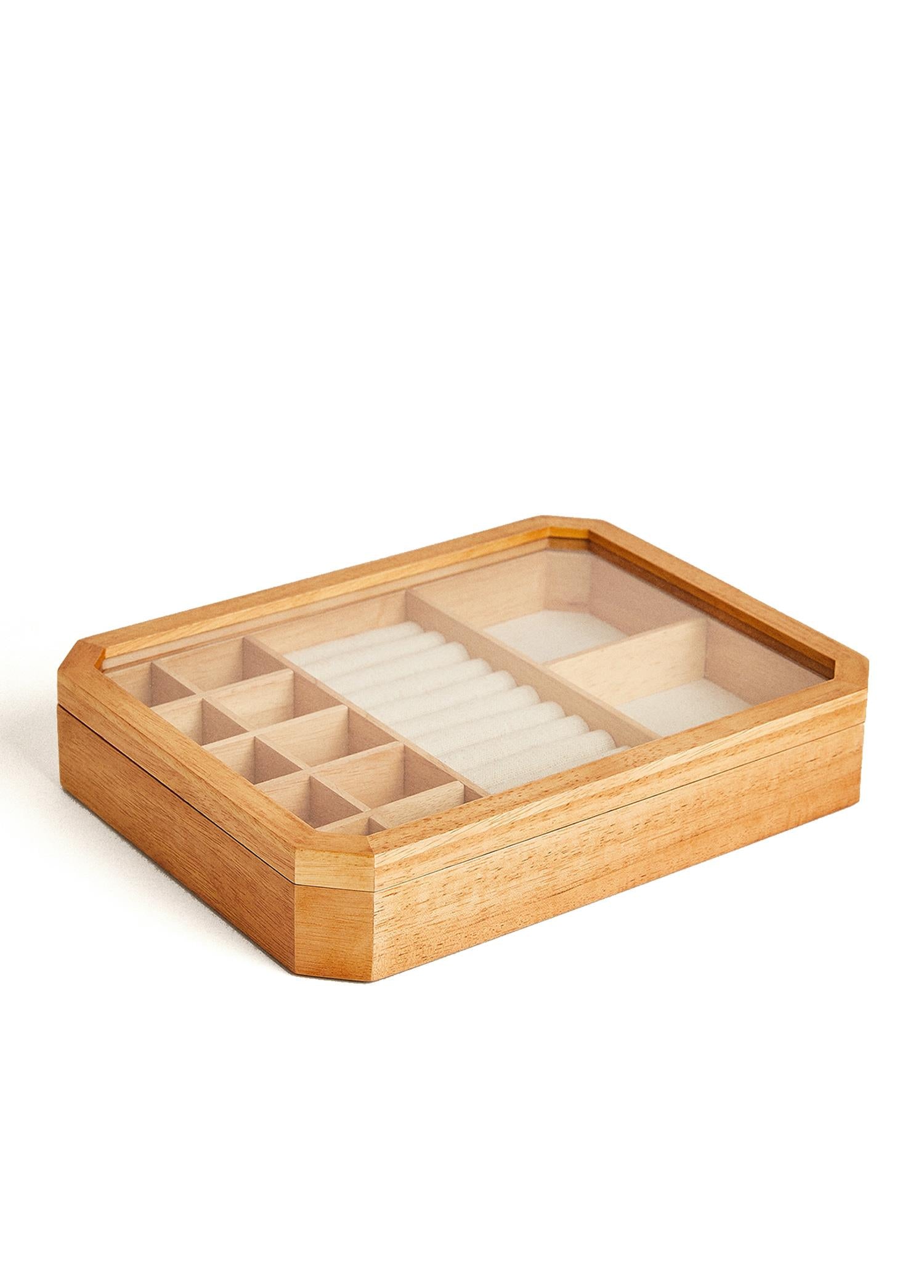 Wooden Jewelry Box 13 Compartments 30x23x8 cm