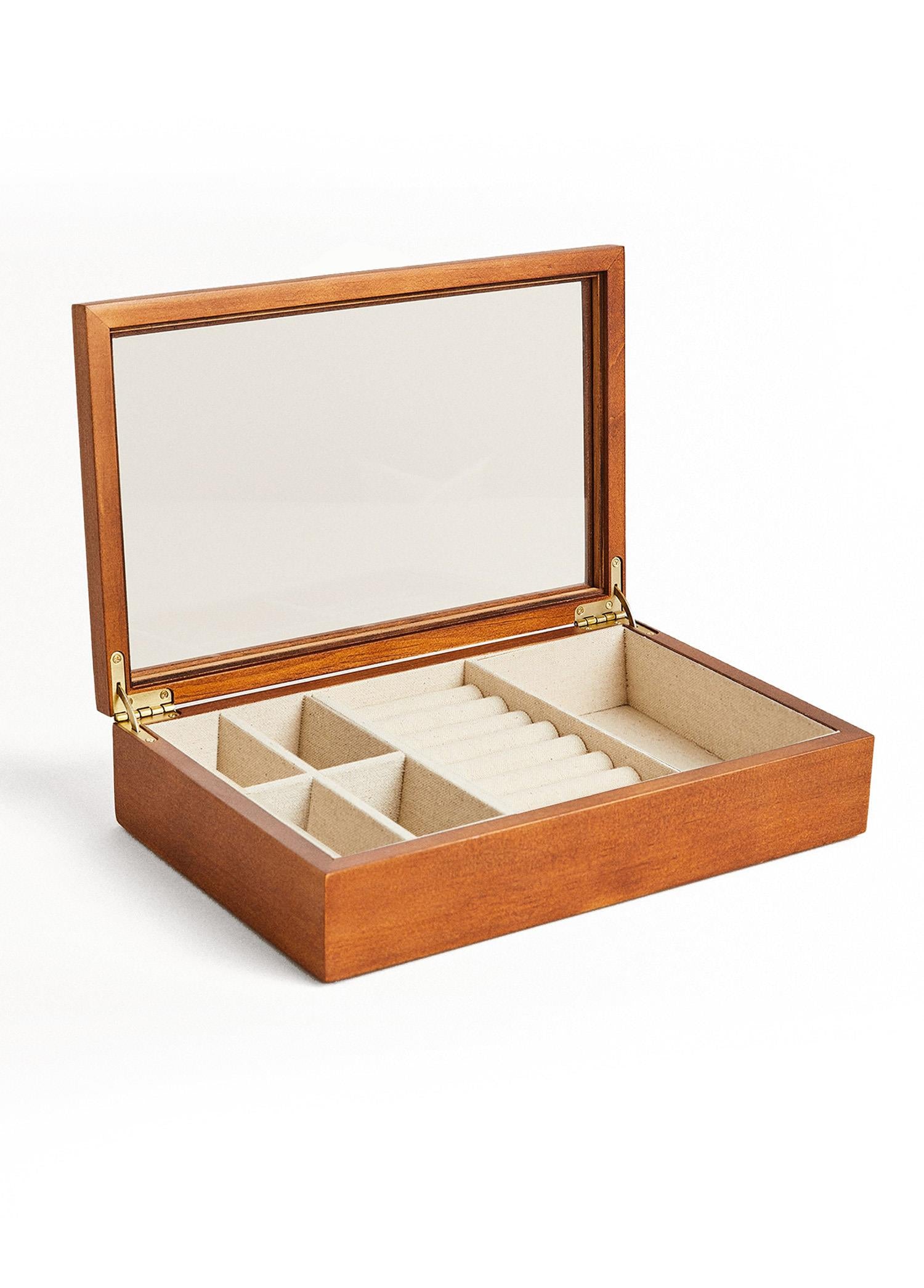 Wooden Jewelry Box 6 Compartments 34x19x8 cm