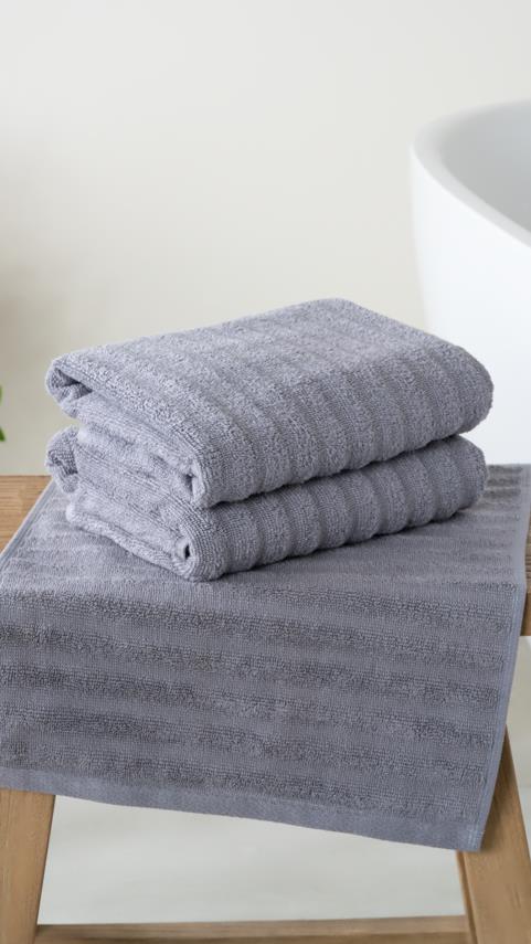 2-Piece Alegra 100% Natural Cotton Hand / Face Towel Set 50x90 Cm Anthracite