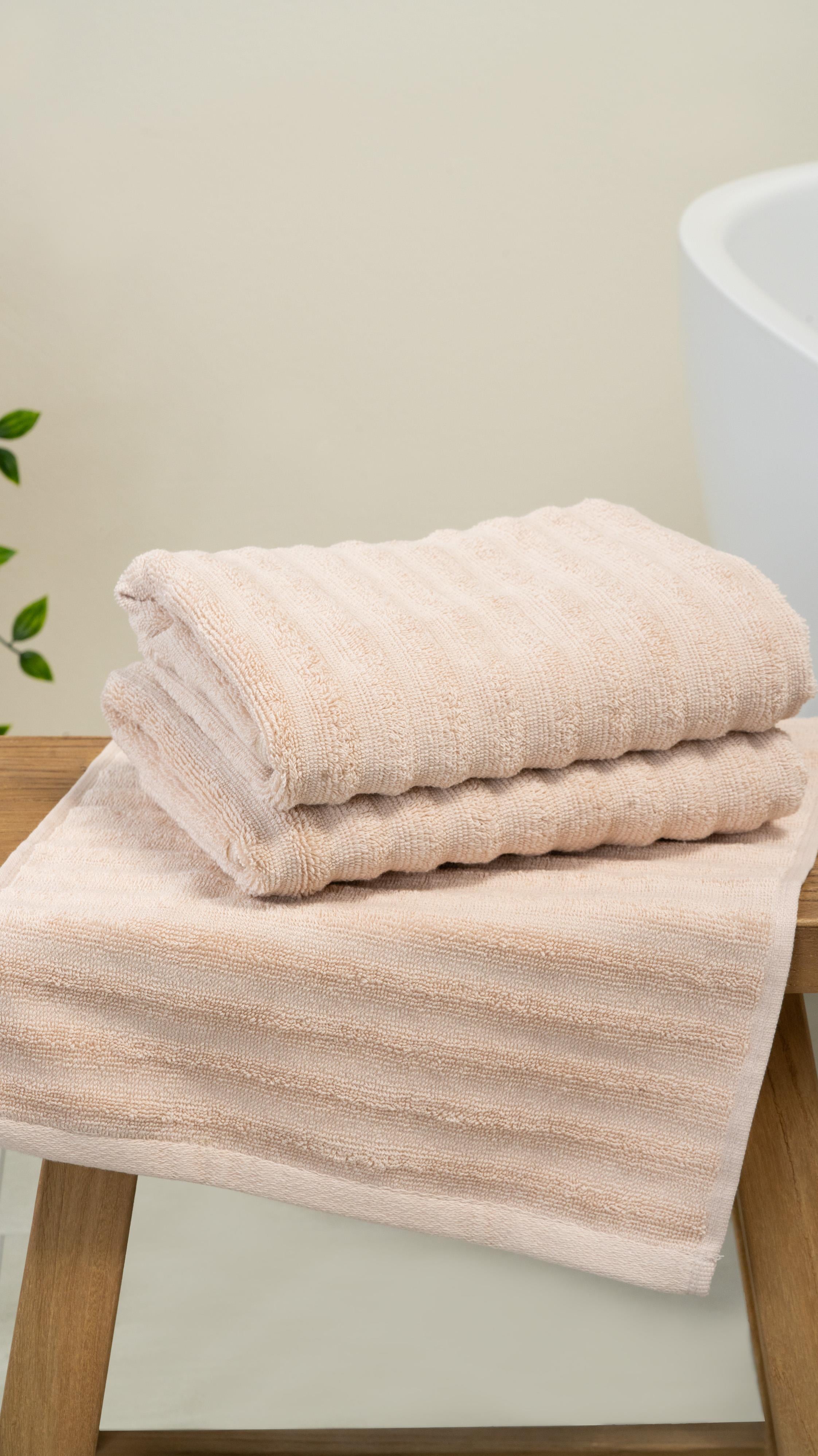 2-Piece Alegra 100% Natural Cotton Hand / Face Towel Set 50x90 Cm begie