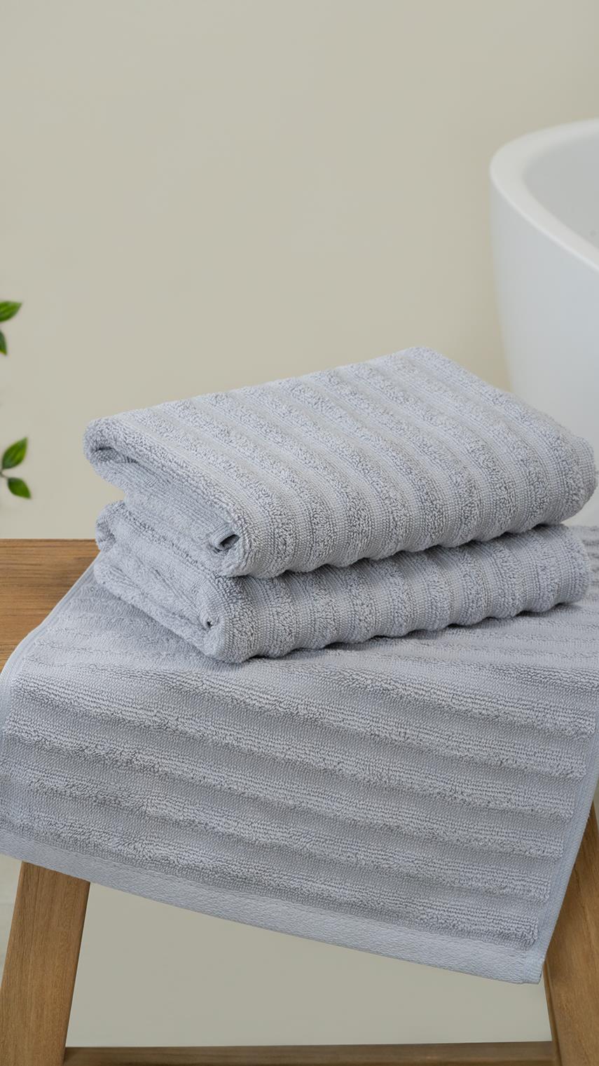 2-Piece Alegra 100% Natural Cotton Hand / Face Towel Set 50x90 Cm grey