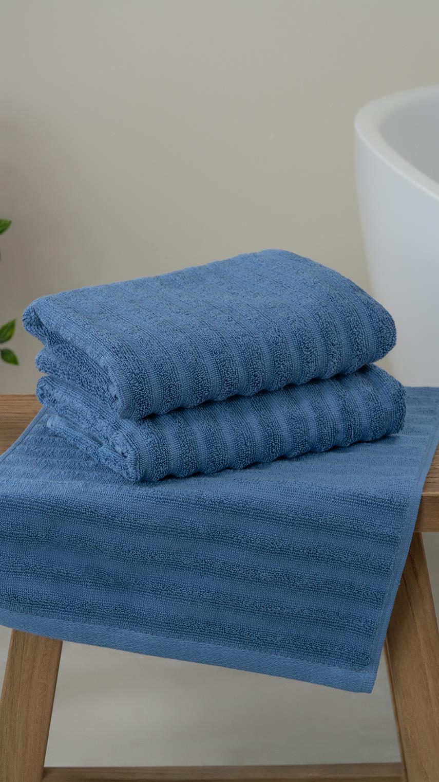 2-Piece Alegra 100% Natural Cotton Hand / Face Towel Set 50x90 Cm dark blue