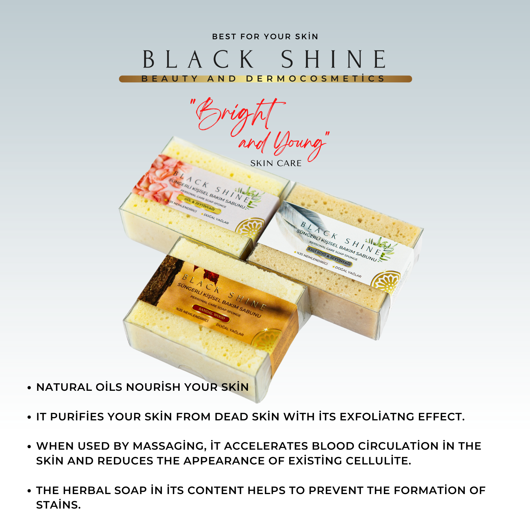 Balck Shine Sponge Sponge Personal Care Soap, Handmade - Family Set Rose - Milk de cabra - Sandalia