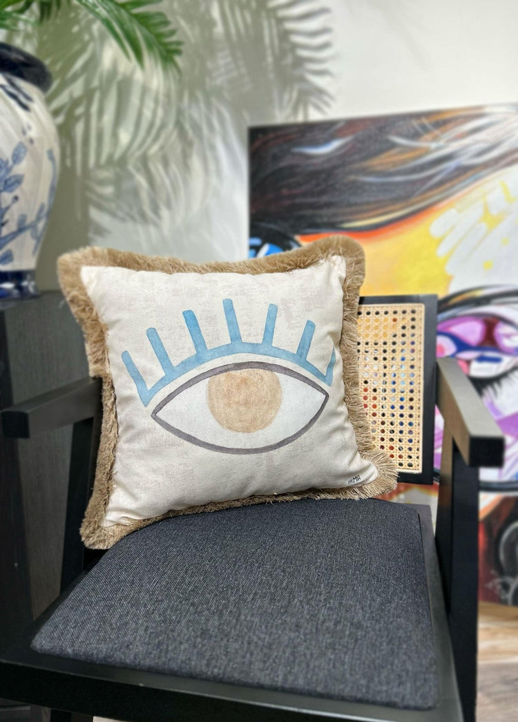 Amulet Cushion Beige Blue 45 x 45 Cm - Exporgin - Global Shopping Site