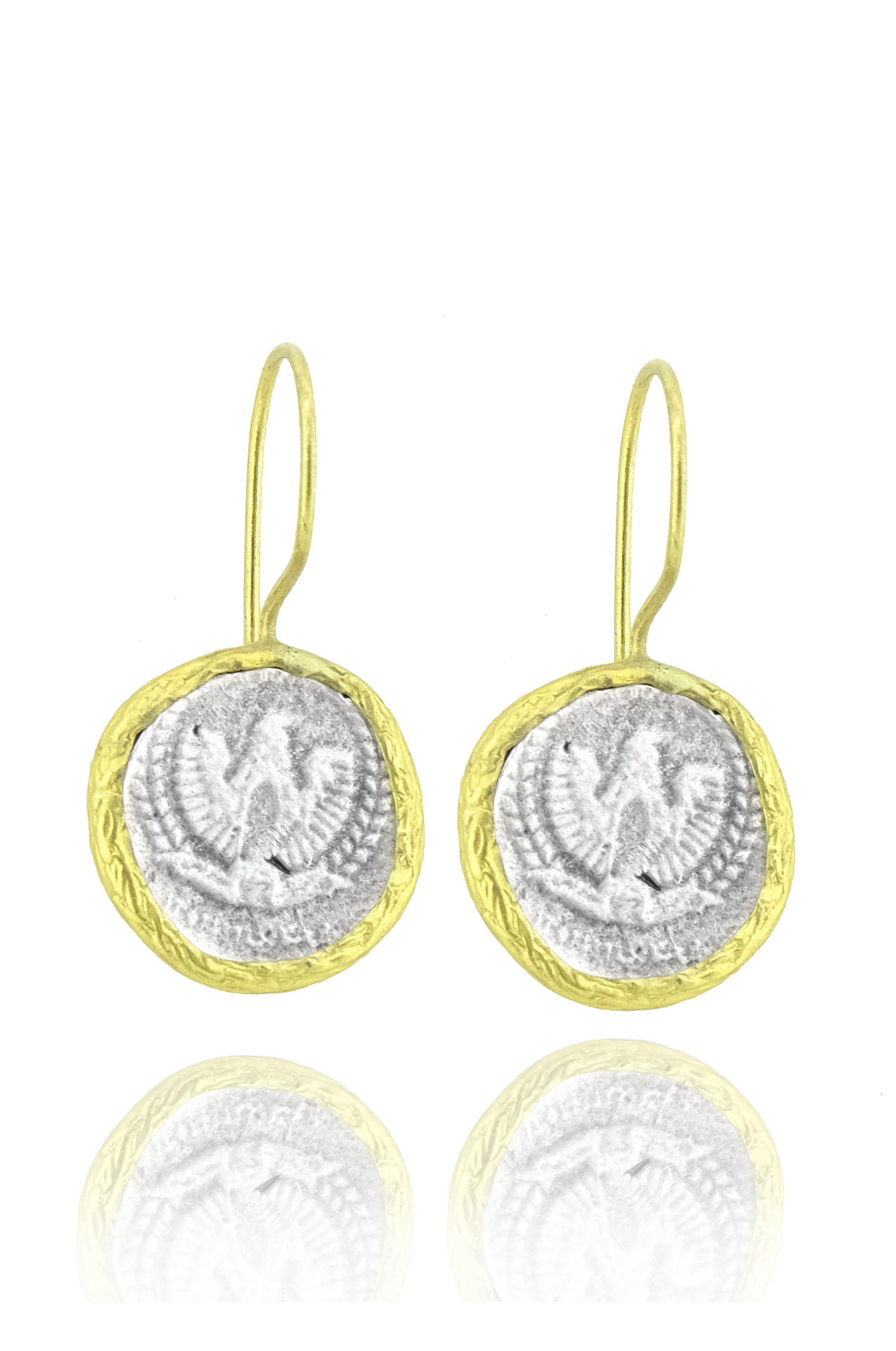 Série antique Authentiques boucles d'oreilles en argent argenté avec motif d'aile à oiseaux