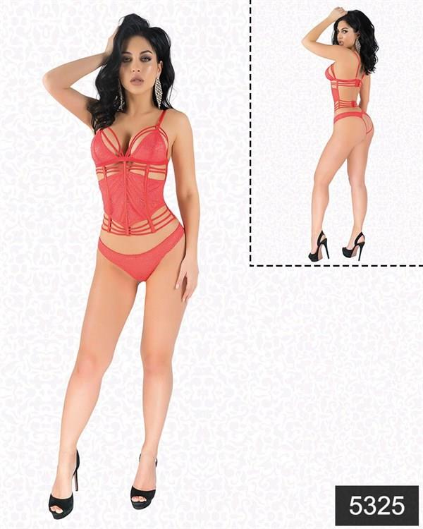 Set bustier di markano rosso glitter in pizzo