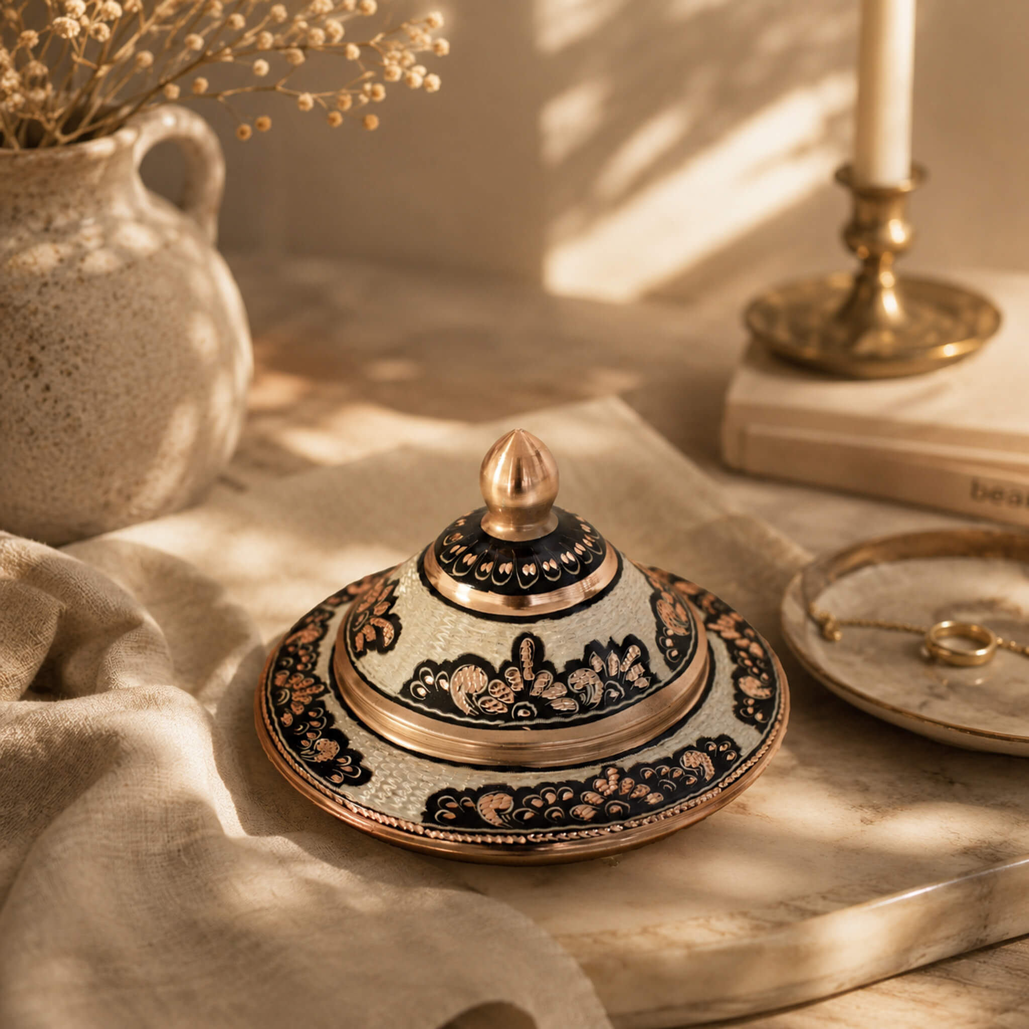 Asil Bakır Hand - Carved Copper Candy Dish 11 cm - Exporgin | Global Shopping Site