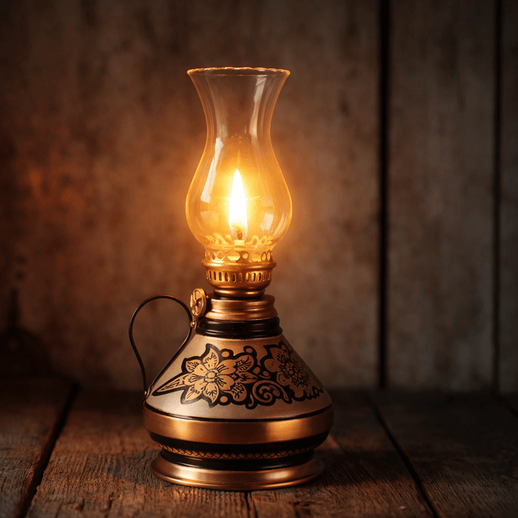 Asil Bakır Hand - Carved Copper Gas Lamp 12 cm - Exporgin | Global Shopping Site