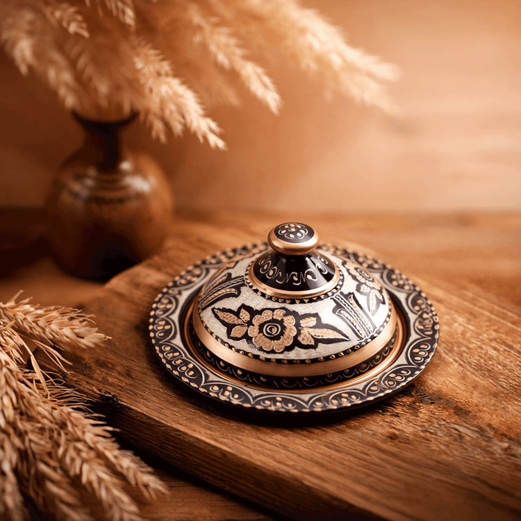Asil Bakır Hand - Carved Copper Sahan (Lidded Serving Pan) 20 cm - Exporgin | Global Shopping Site
