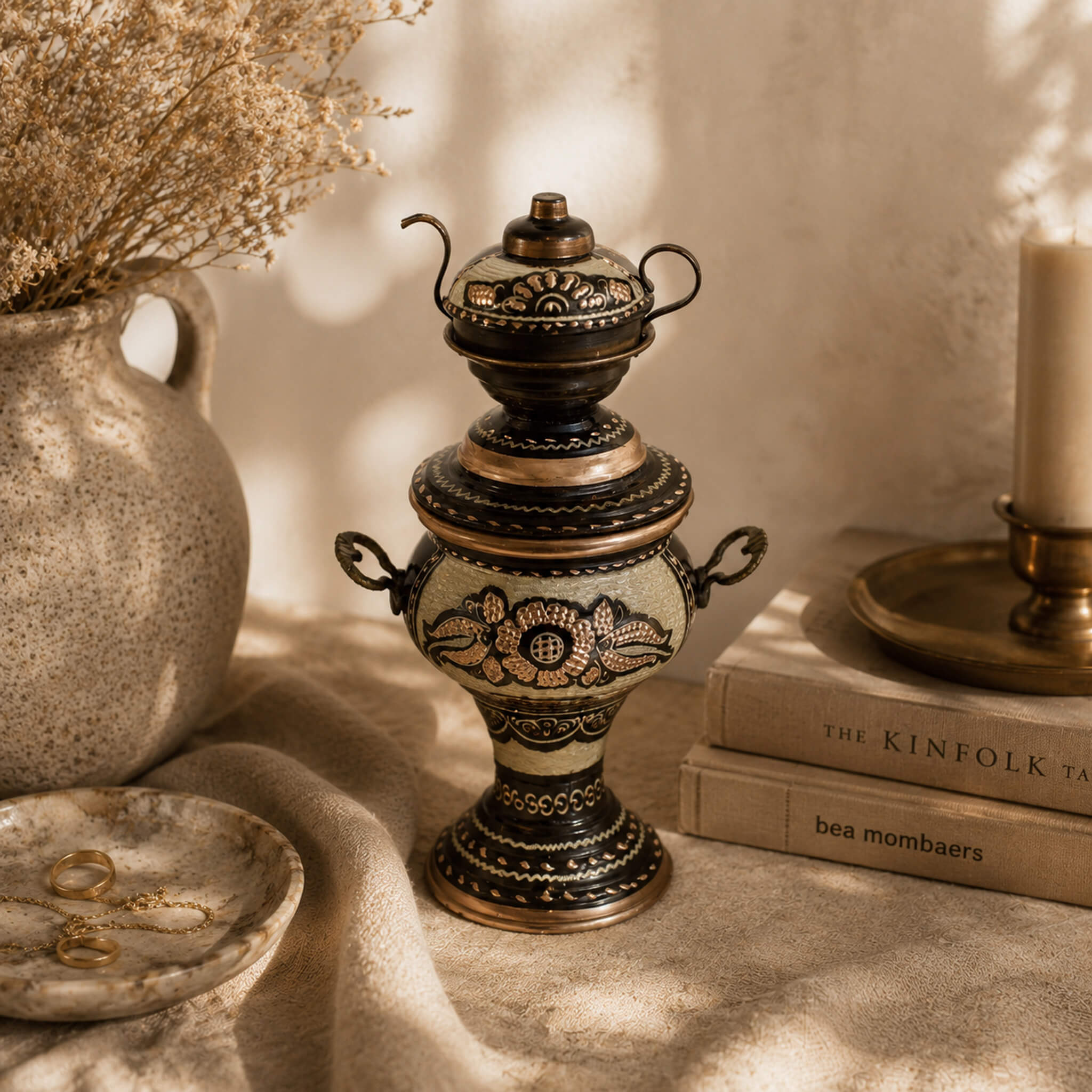 Asil Bakır Hand - Carved Copper Samovar Figurine 22 cm - Exporgin | Global Shopping Site