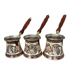 Asil Bakır Hand - Carved Copper Turkish Coffee Pot Set 3 Packs - Exporgin | Global Shopping Site