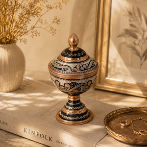Asil Bakır Hand - Carved Footed Round Copper Candy Dish 11 cm - Exporgin | Global Shopping Site