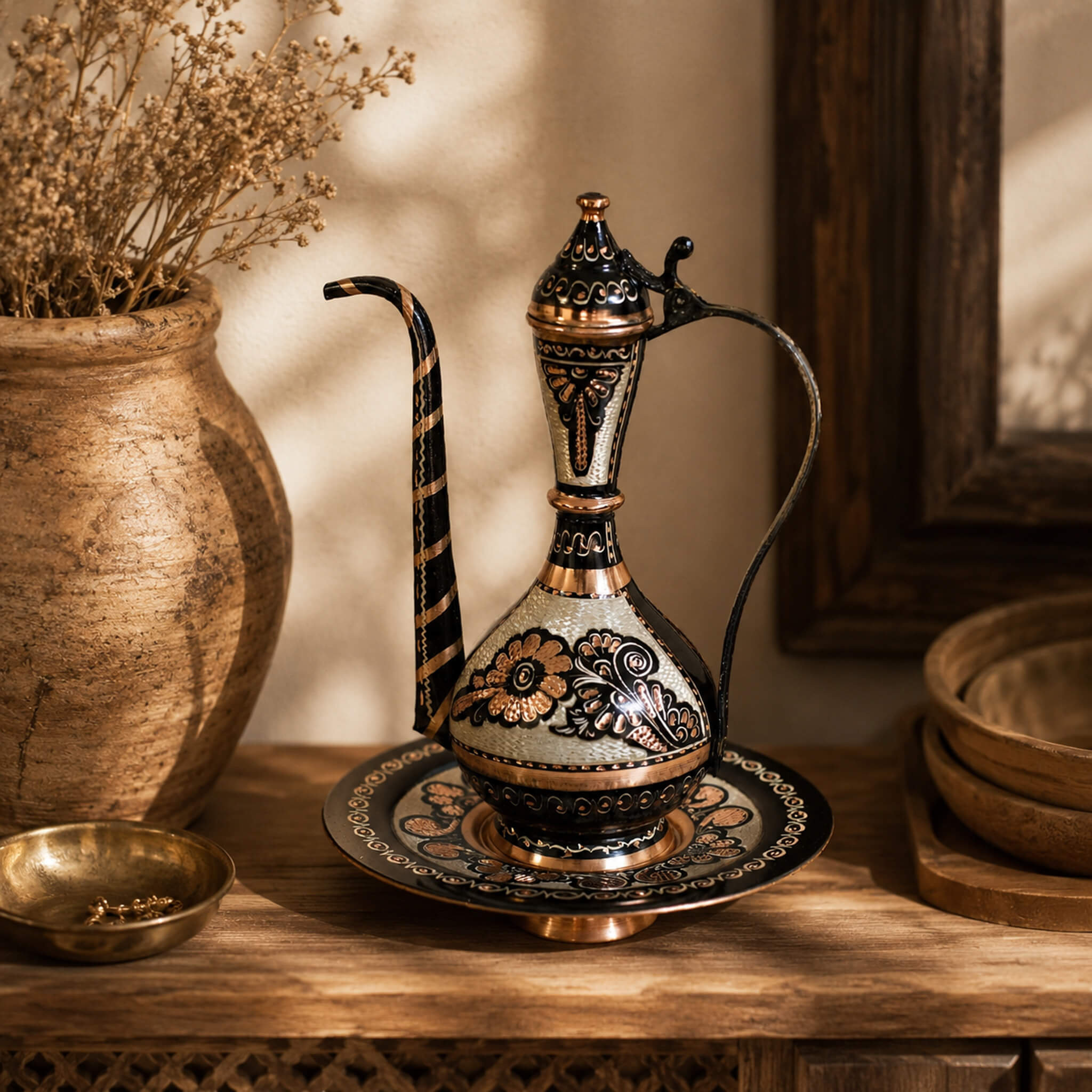 Asil Bakır Hand - Carved Ottoman Copper Ewer 29 cm - Exporgin | Global Shopping Site