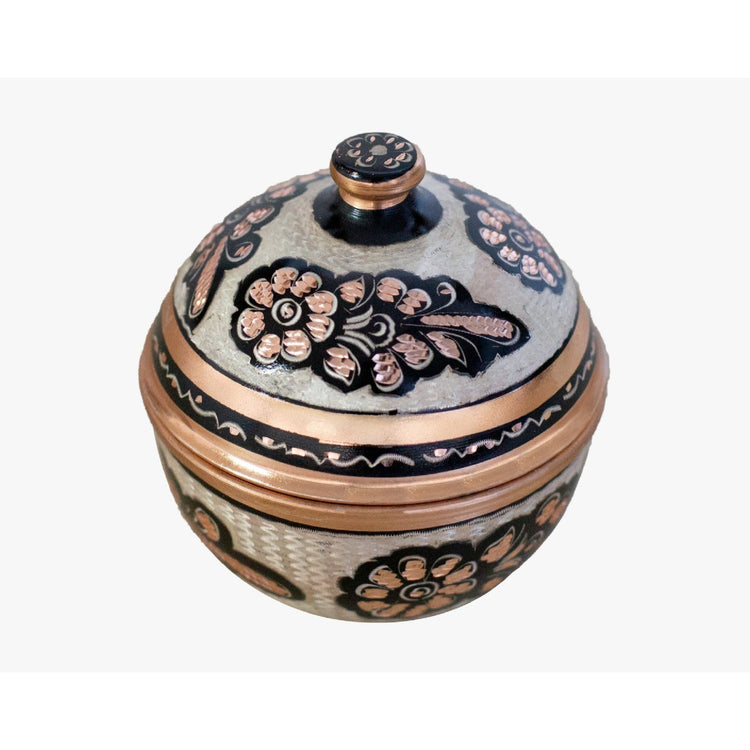 Asil Bakır Hand - Carved Round Copper Candy Dish 11 cm - Exporgin | Global Shopping Site