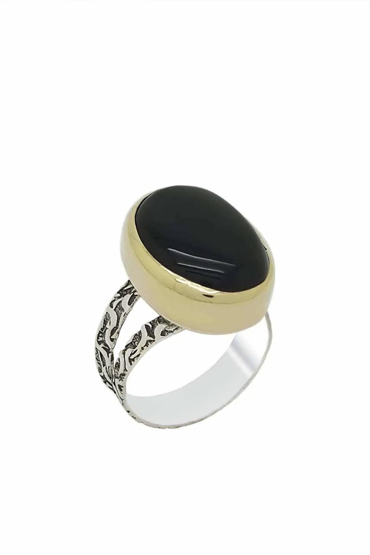 Serie asiatiche Silver Black Onyx Stone Ring's Ring