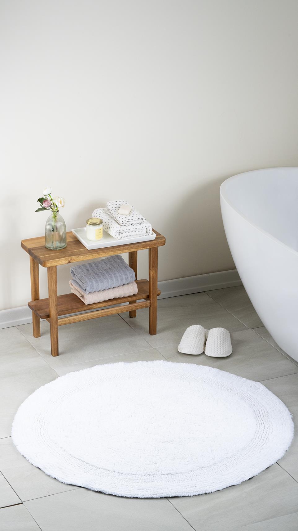 Atlantik Round Natural Cotton Bath Mat 100x100 cm White