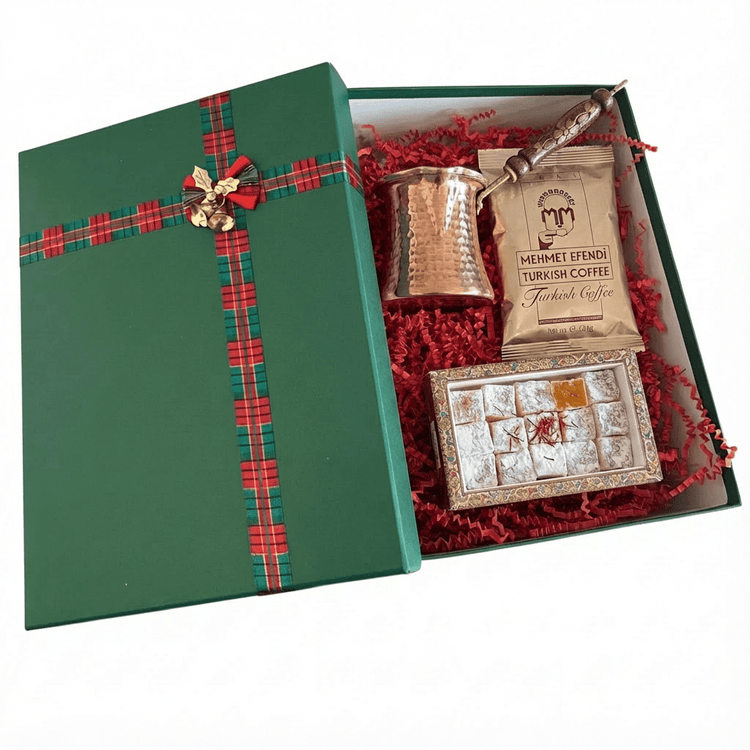 Authentic Turkish Coffee Gift Set with Copper Cezve & Lokum - Exporgin | Türkiye Comes to You
