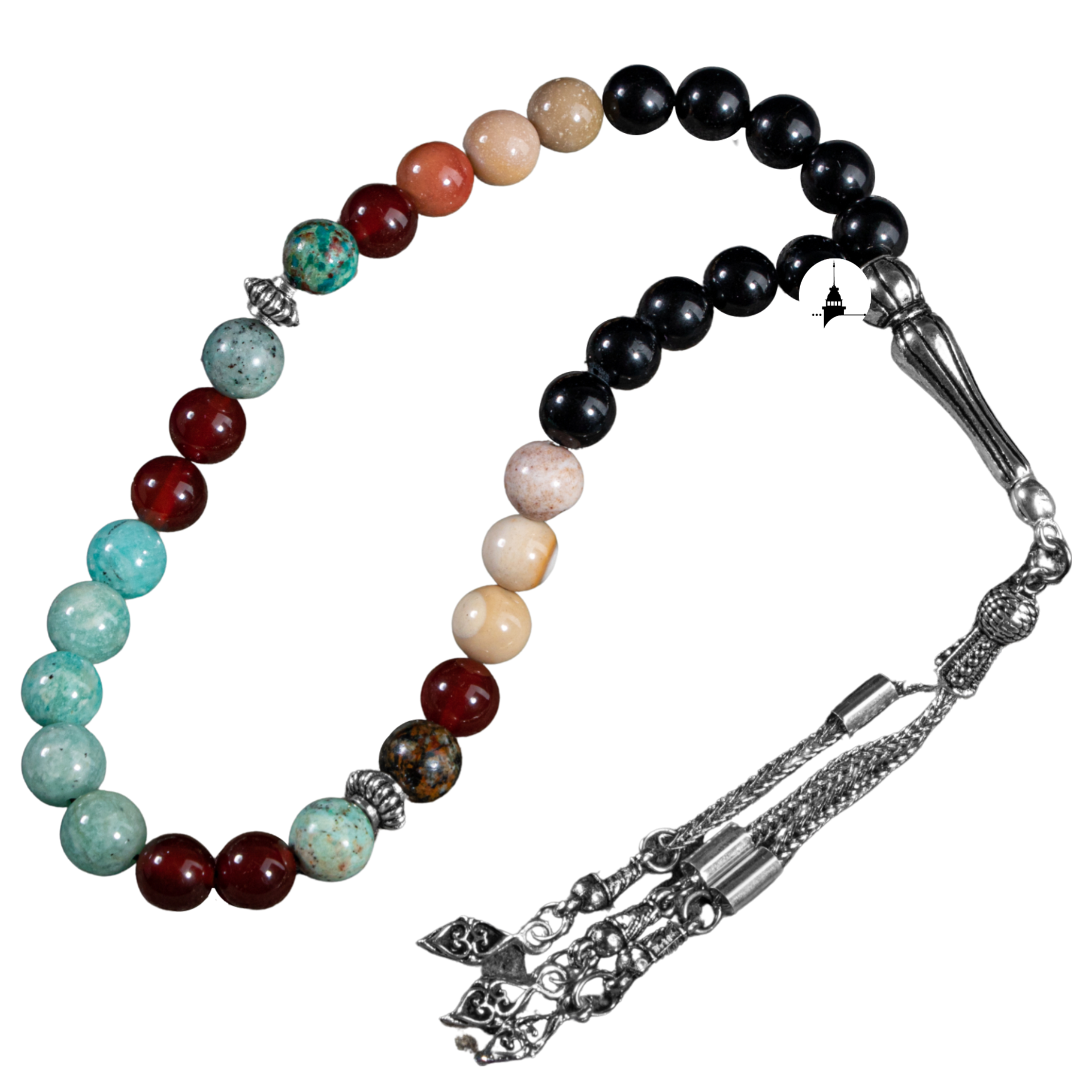 Virgo Rosary - Amazonita, Jasper, Red Agate, Chrysocolla, Negra Turmalina