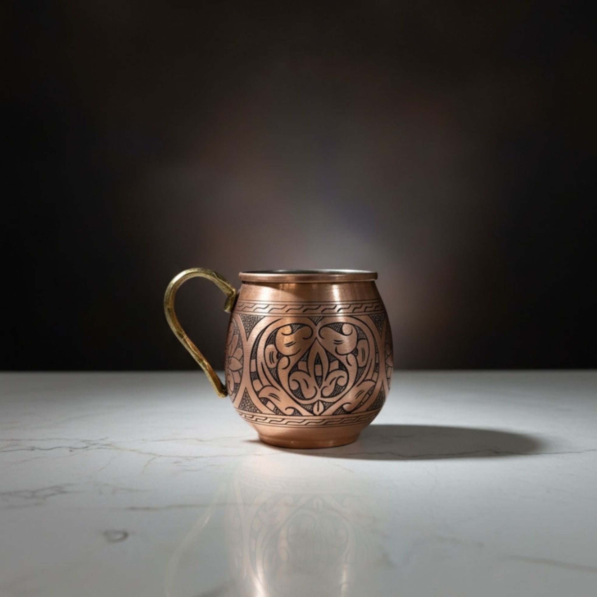 Bakırzen Hand - Carved Copper Cup 350ml (11.83 fl oz) - Exporgin | Türkiye Comes to You