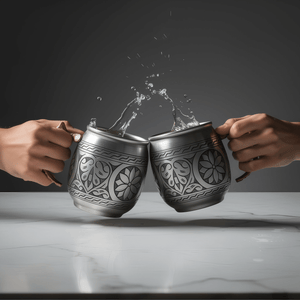 Bakırzen Handgeschnitzter Kupferbecher Silber 350 ml (11,83 fl oz) - Exporgin | Türkiye Kommt zu Dir