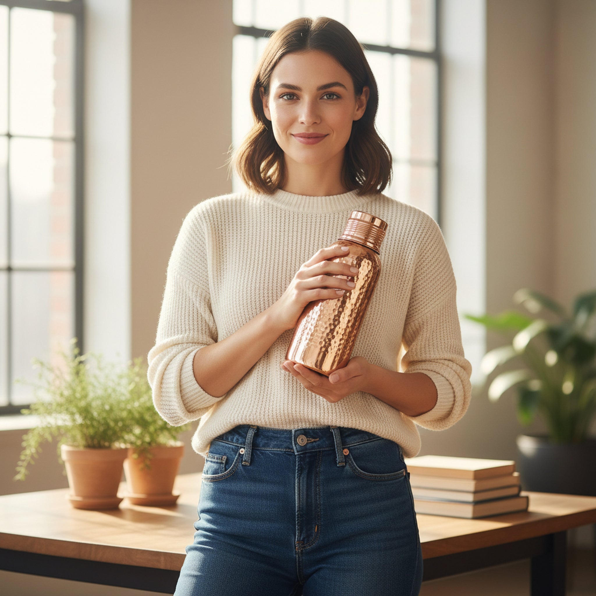 Bakırzen Pure Copper Water Bottle 1.6L (54.1 fl oz) - Exporgin | Türkiye Comes to You