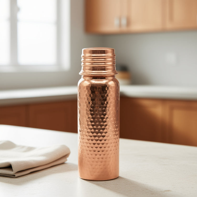 Bakırzen Tinned Pure Copper Water Bottle 750ml (25.36 fl oz) - Exporgin | Türkiye Comes to You