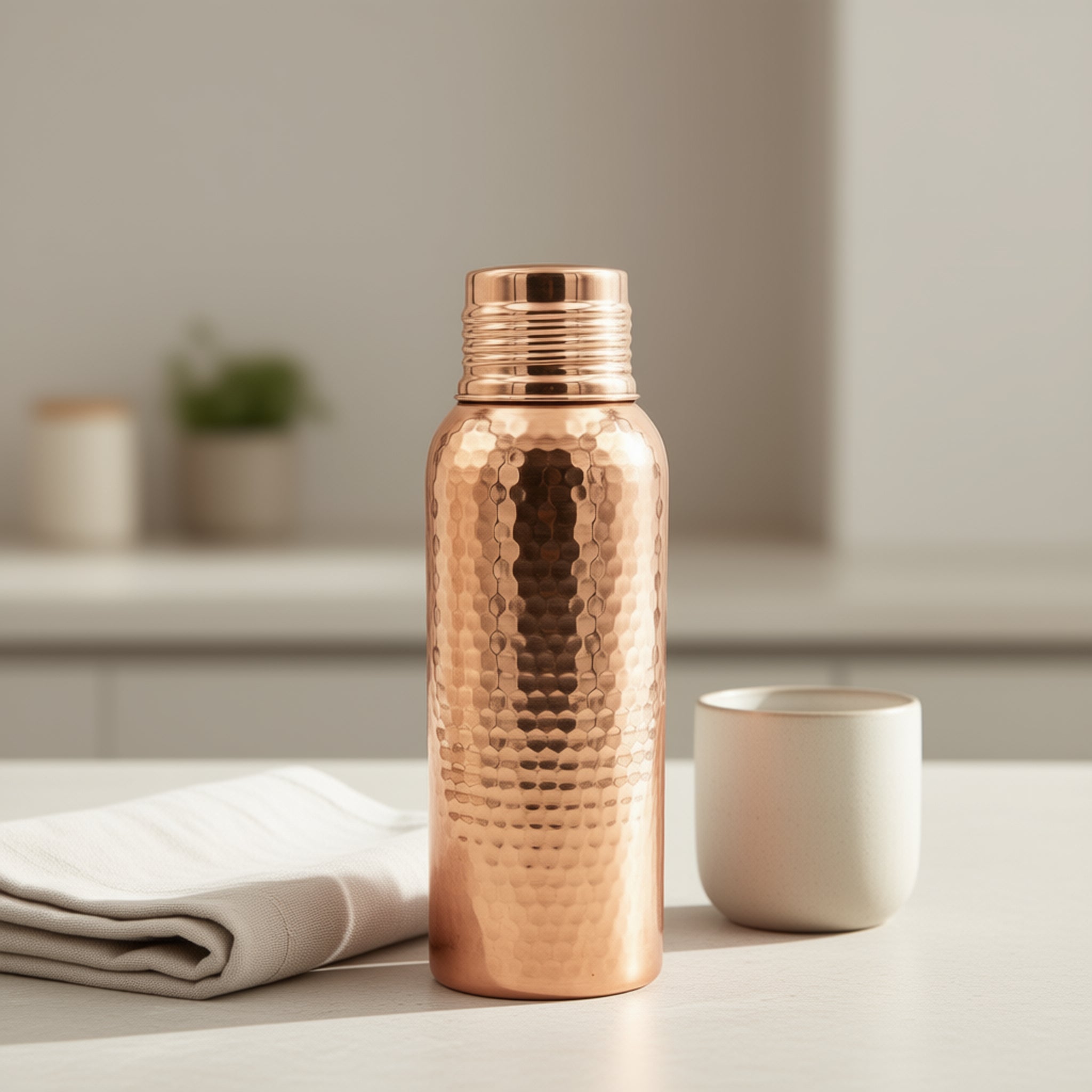 Bakırzen Tinned Pure Copper Water Bottle 750ml (25.36 fl oz) - Exporgin | Türkiye Comes to You