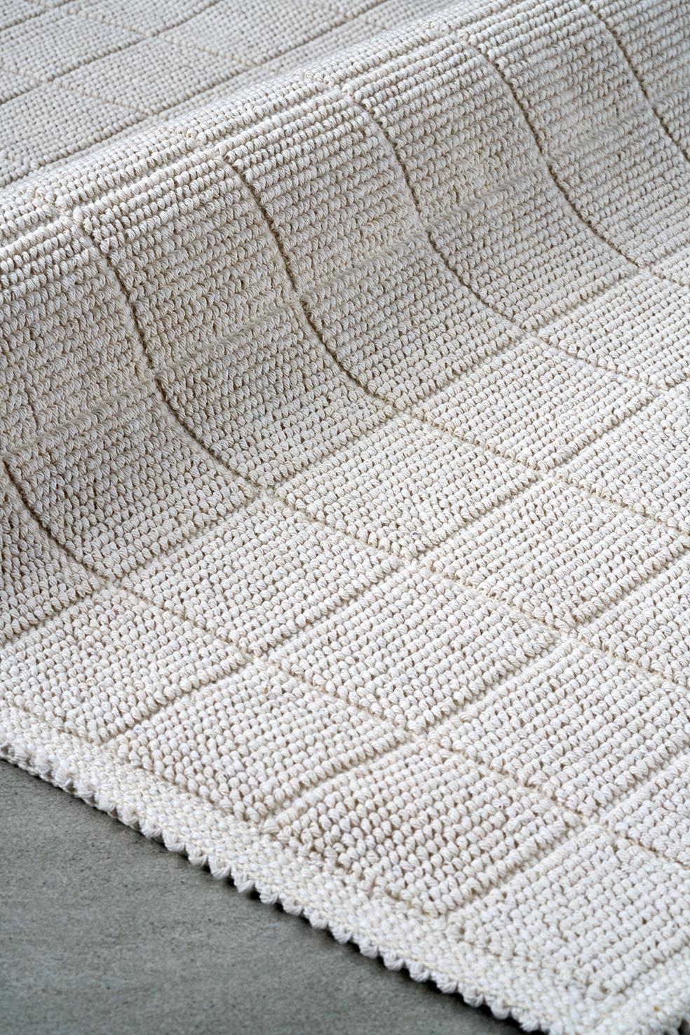 Basic Grid Natural Cotton 2-Piece Bath Mat 60x100+50x60 cm - Ecru