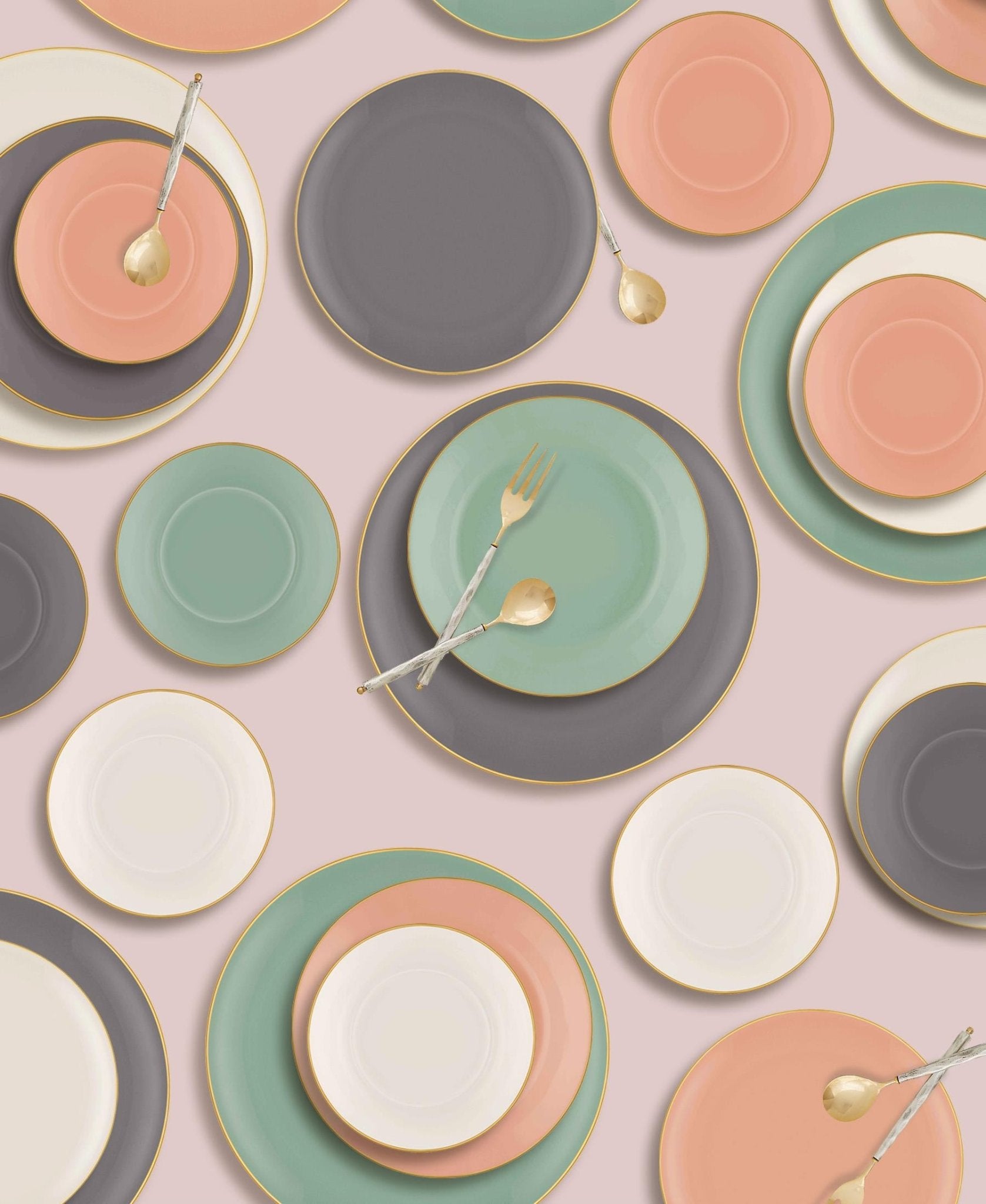 Basic Oval Service Salmon Pink Set of 4 17 cm - Exporgin | Türkiye Comes to You