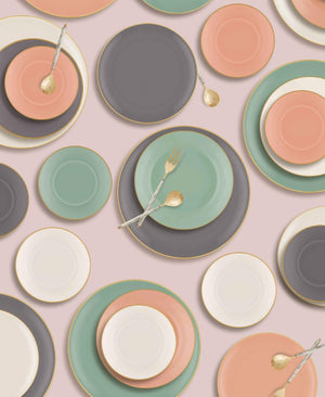 Basic Oval Service Salmon Pink Set of 4 17 cm - Exporgin | Türkiye Comes to You