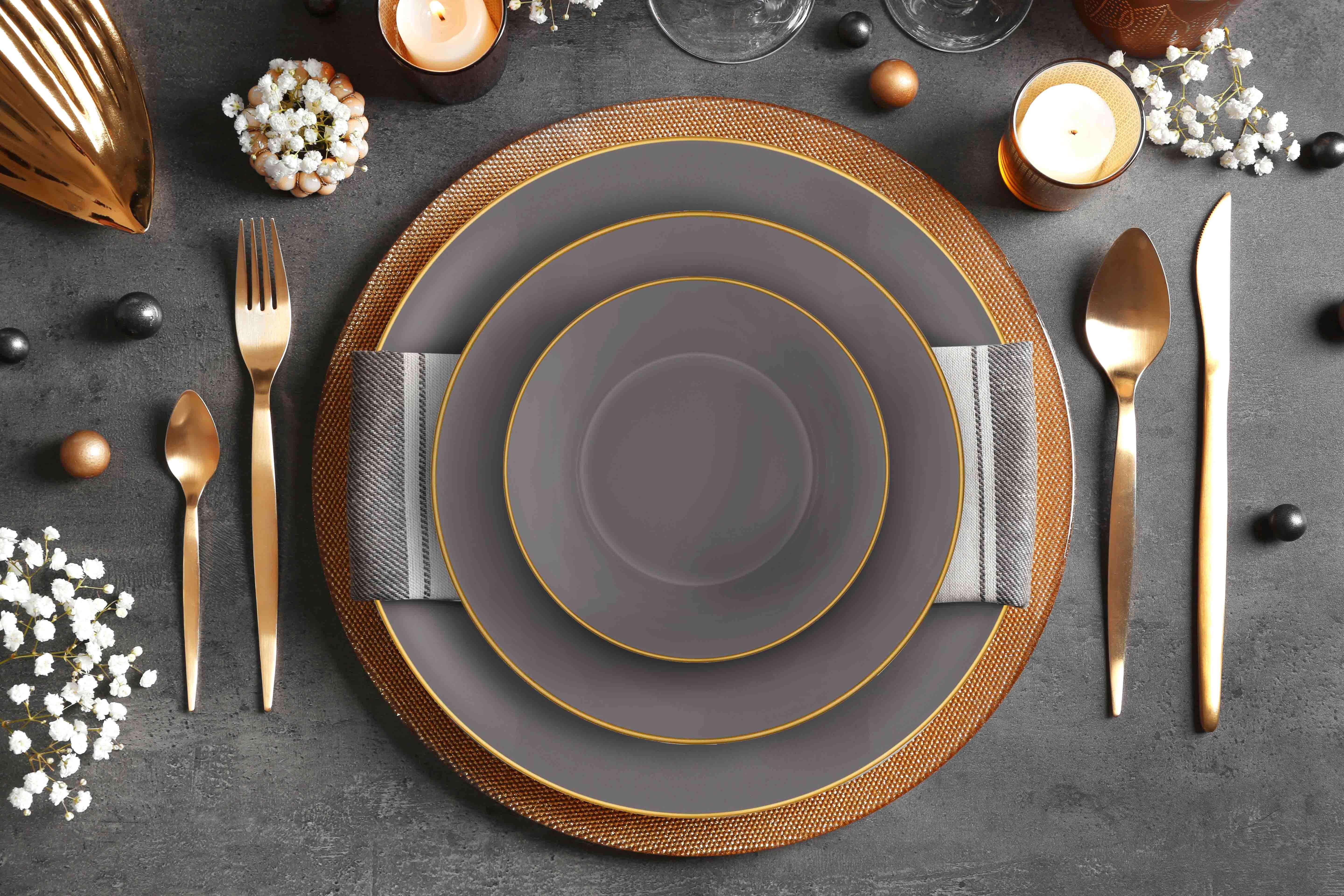 Basic Dinner Plate Set of 6 Gray - 20cm