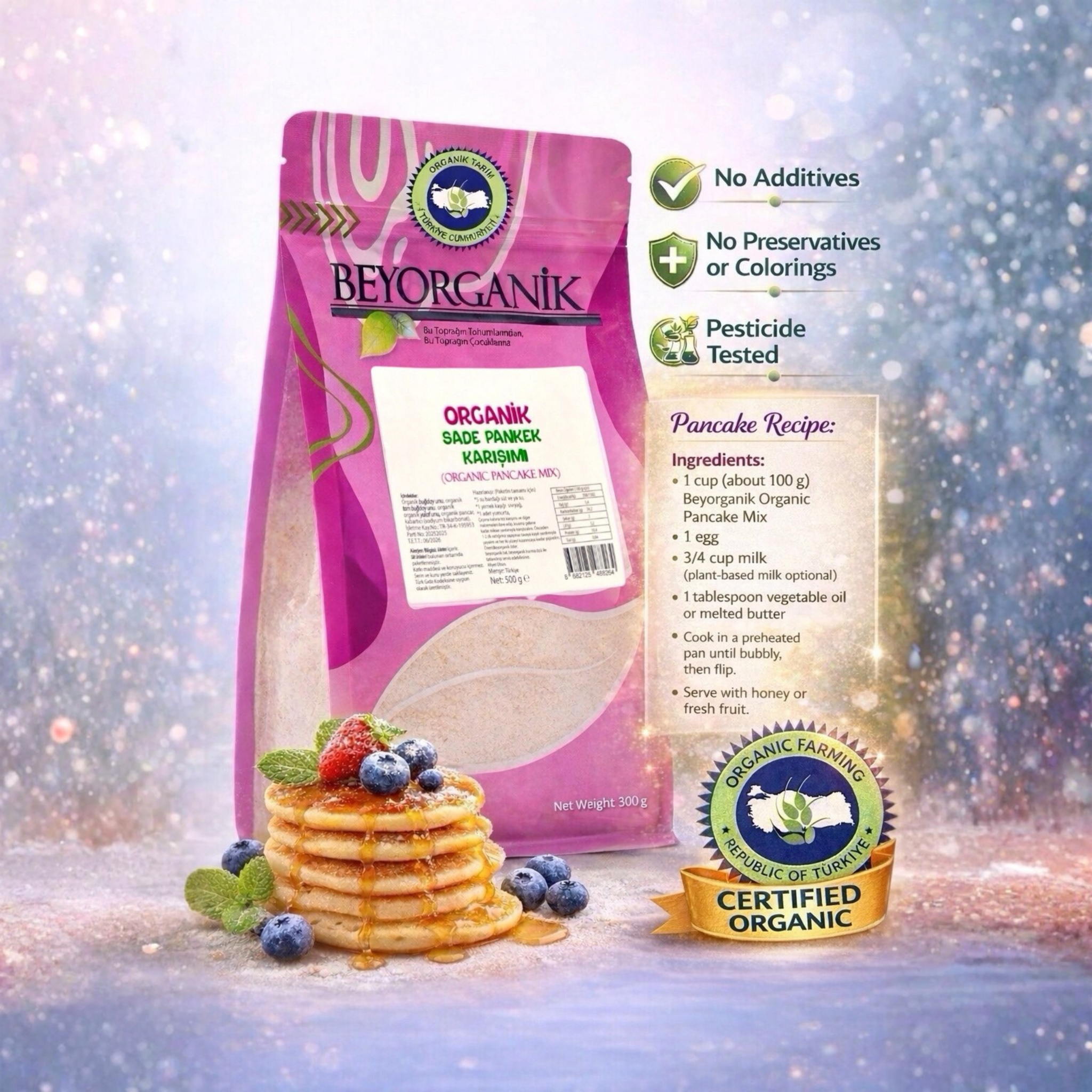 Beyorganik Organic Pancake Mix 500g (17.64 oz) - Exporgin | Türkiye Comes to You