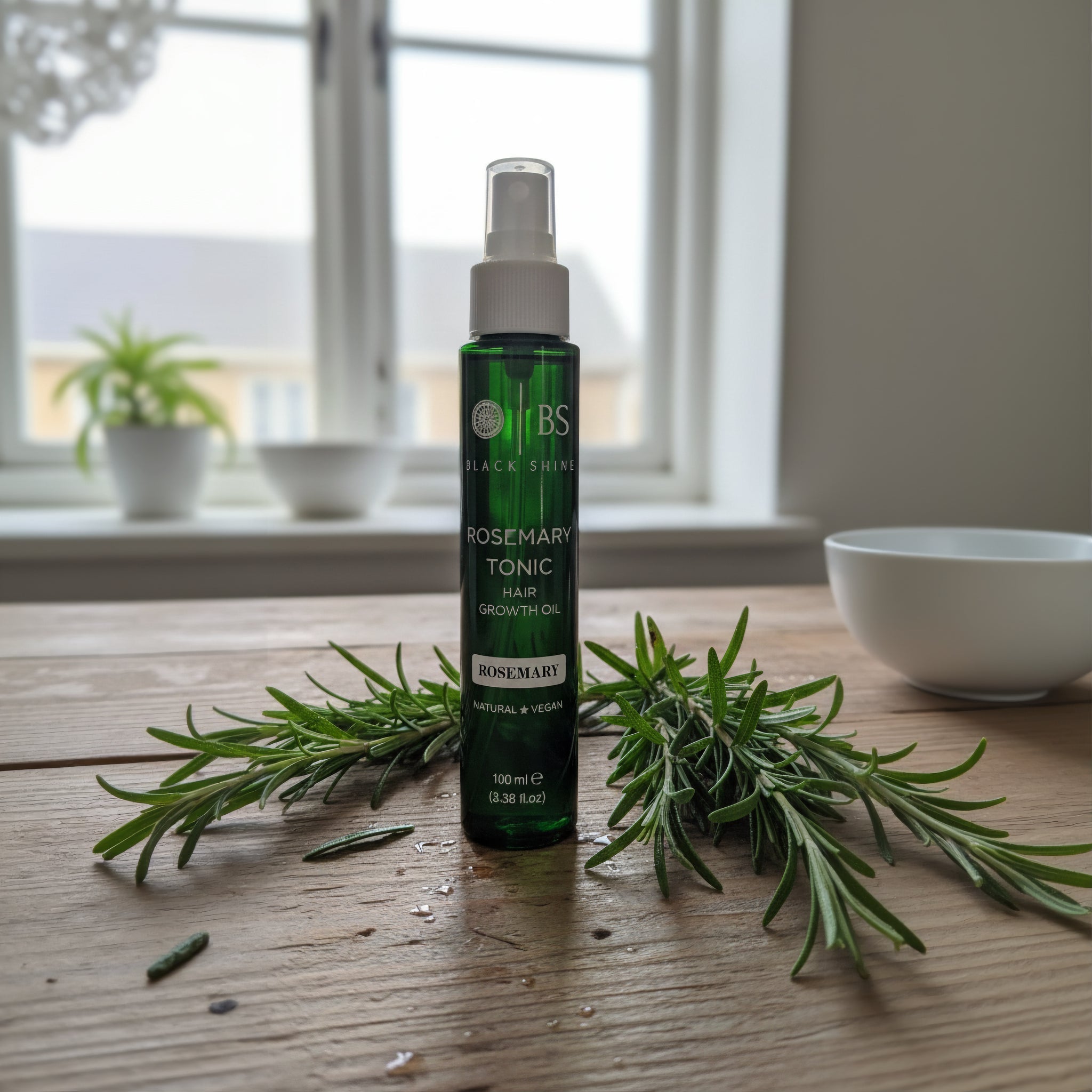 Black Shine Rosemary Water Hair Growth Spray for Women and Men - Natural Rosemary Hydrosol Tonic for Thinning Hair, Scalp Treatment and Hair Care - 100 ml (3.38 fl.oz) - Exporgin | Türkiye Comes to You