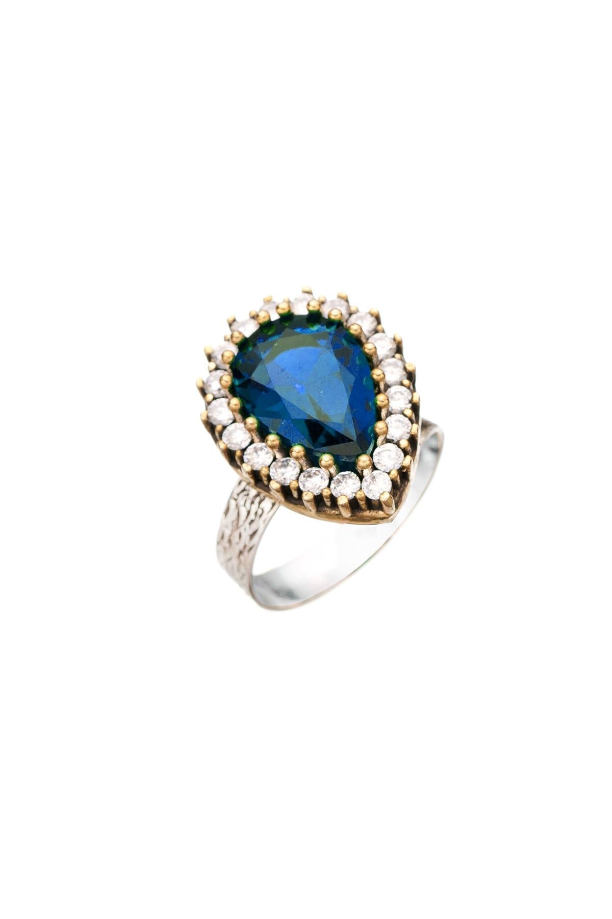 Blue Sapphire Stone Hürrem Sultan Authentic Women's Adjustable Ring Model - Exporgin - Global Shopping Site