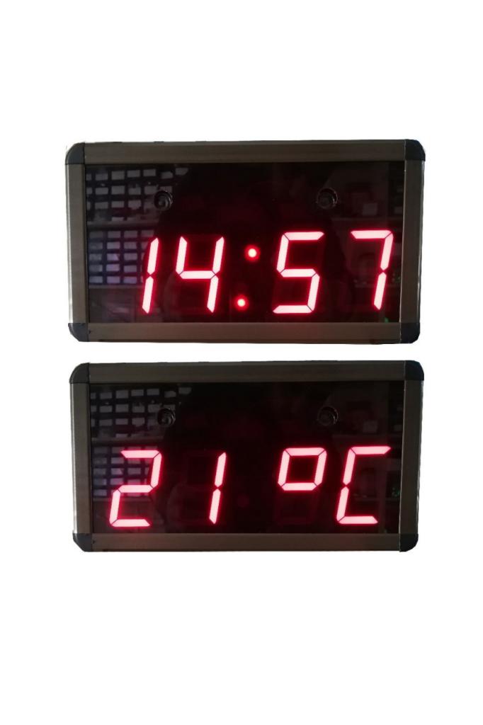 Digital Clock and Degree with Bluetooth Music Player (Case Dimensions: 15x30 cm - Red)