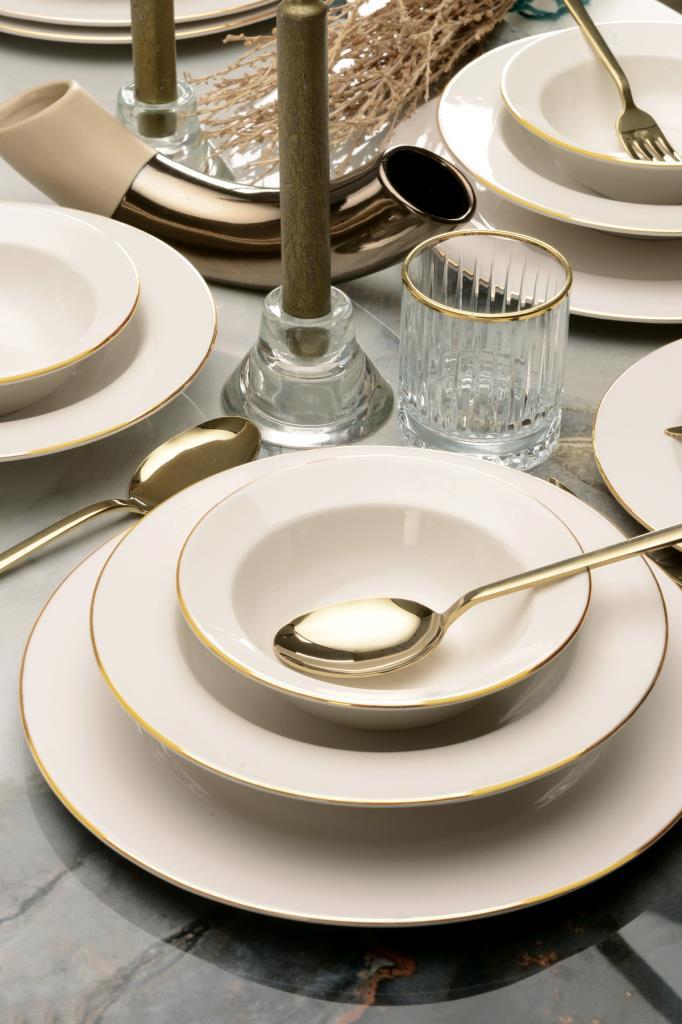 Bonelegante Nifty de 24 piezas de cena de hueso para 6 personas Malada de oro