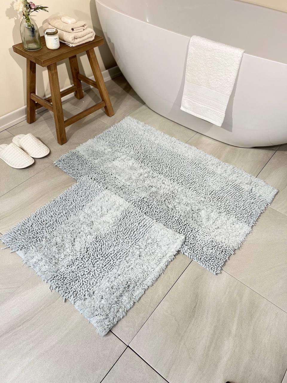 Boracay Natural Cotton 2-Piece Bath Mat Set 60x100+50x60 Cm Grey