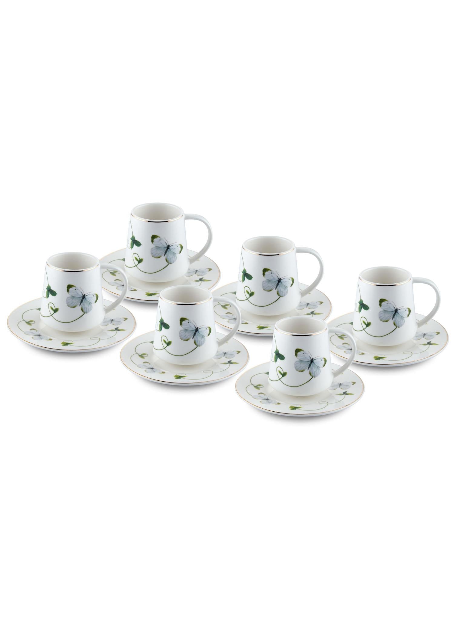 Butterfly Turkish Coffee Cup Set for 6 People