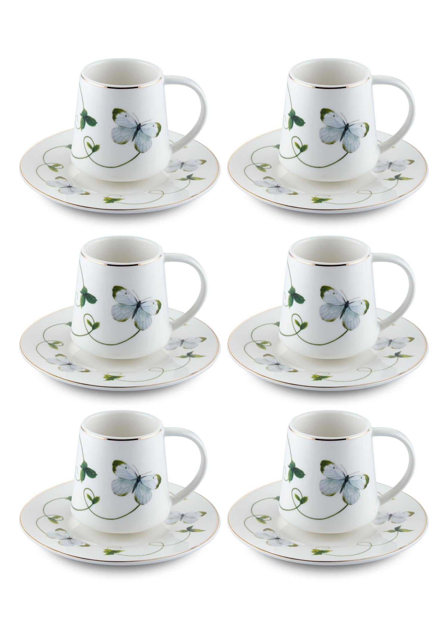 Butterfly Turkish Coffee Cup Set for 6 People