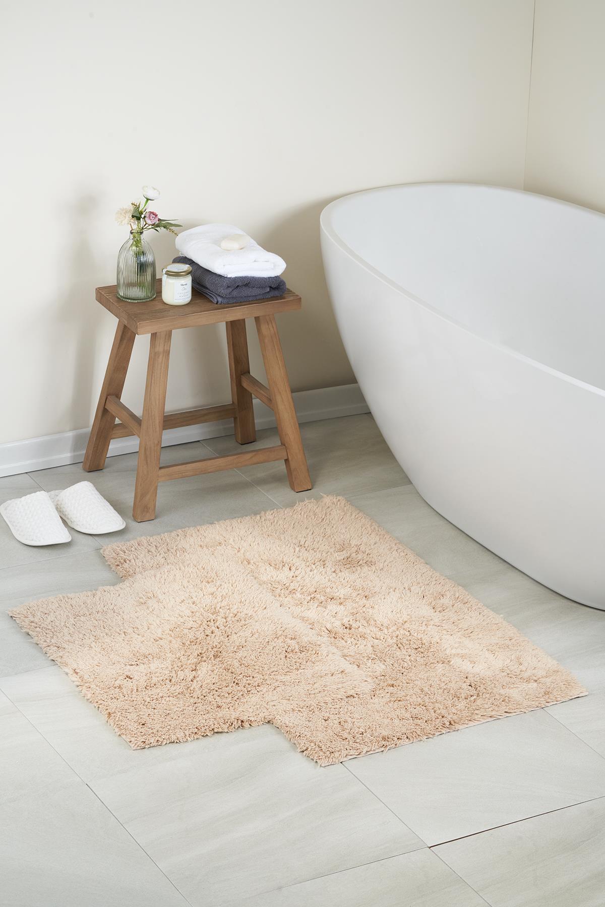 Canggu Natural Cotton 2-Piece Bath Mat Set 60x100+50x60 cm Beige