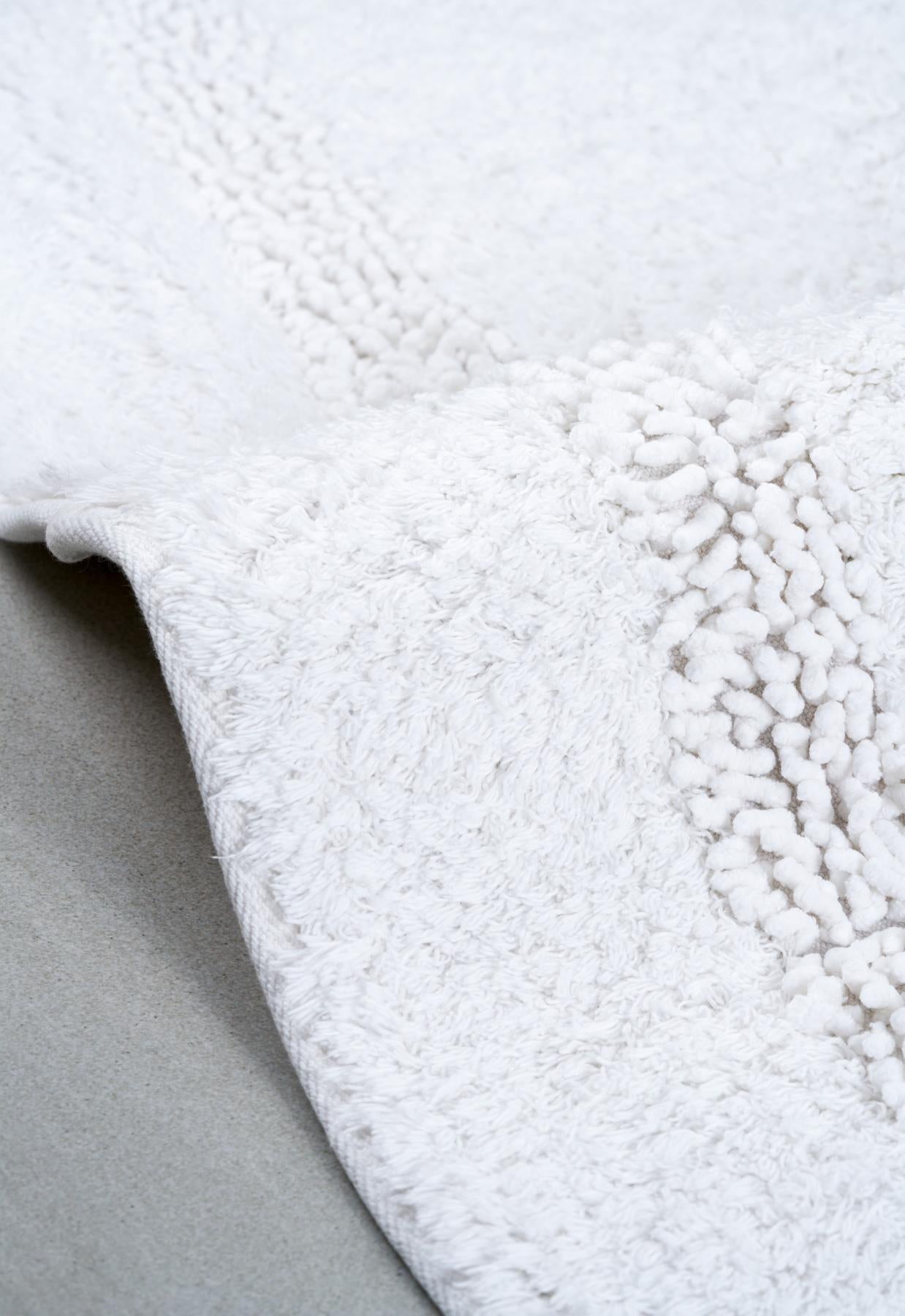 Catchy Natural Cotton 2-Piece Bath Mat Set 60x100+50x60 cm - White