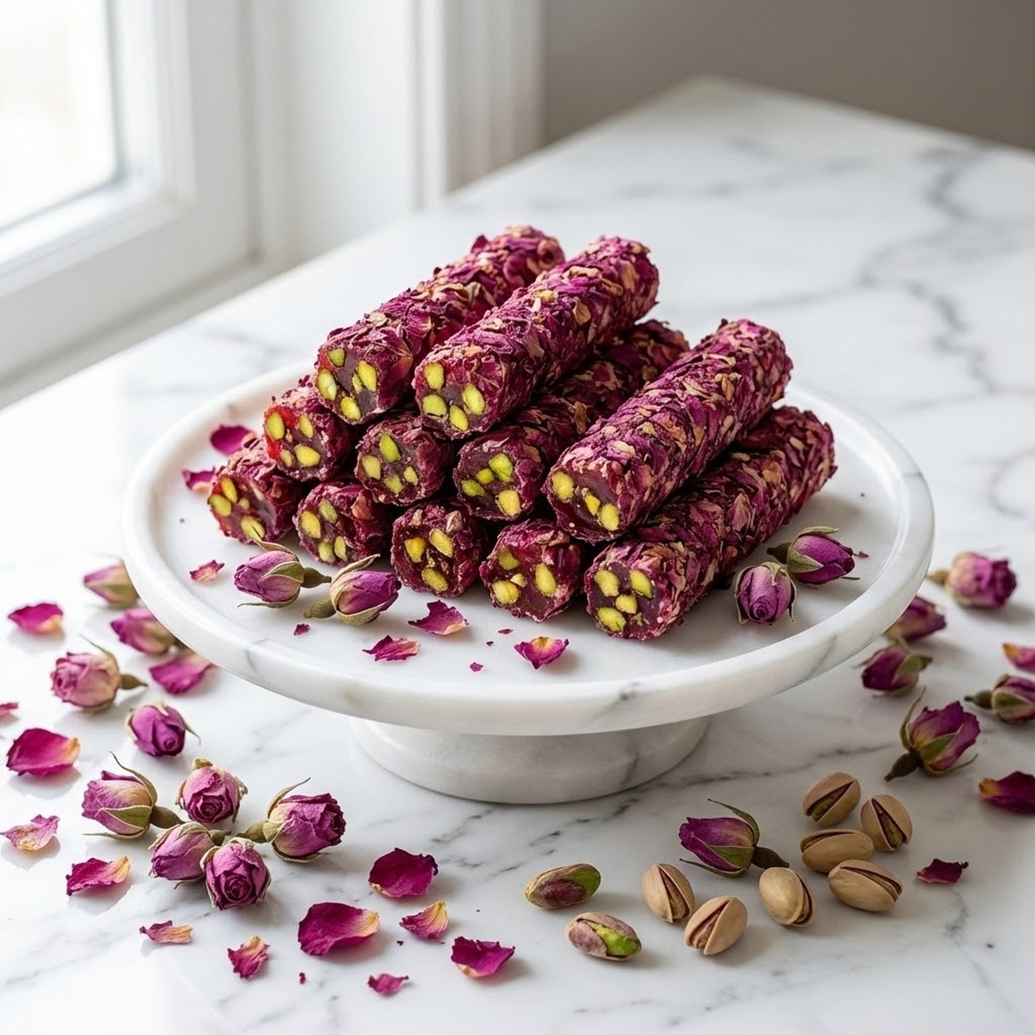 Çelebioğulları Turkish Delight Lokum Fingers Sticks With Pistachio and Rose Petals - Exporgin | Türkiye Comes to You