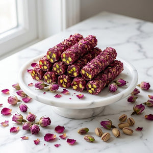 Çelebioğulları Turkish Delight Lokum Fingers Sticks With Pistachio and Rose Petals - Exporgin | Türkiye Comes to You